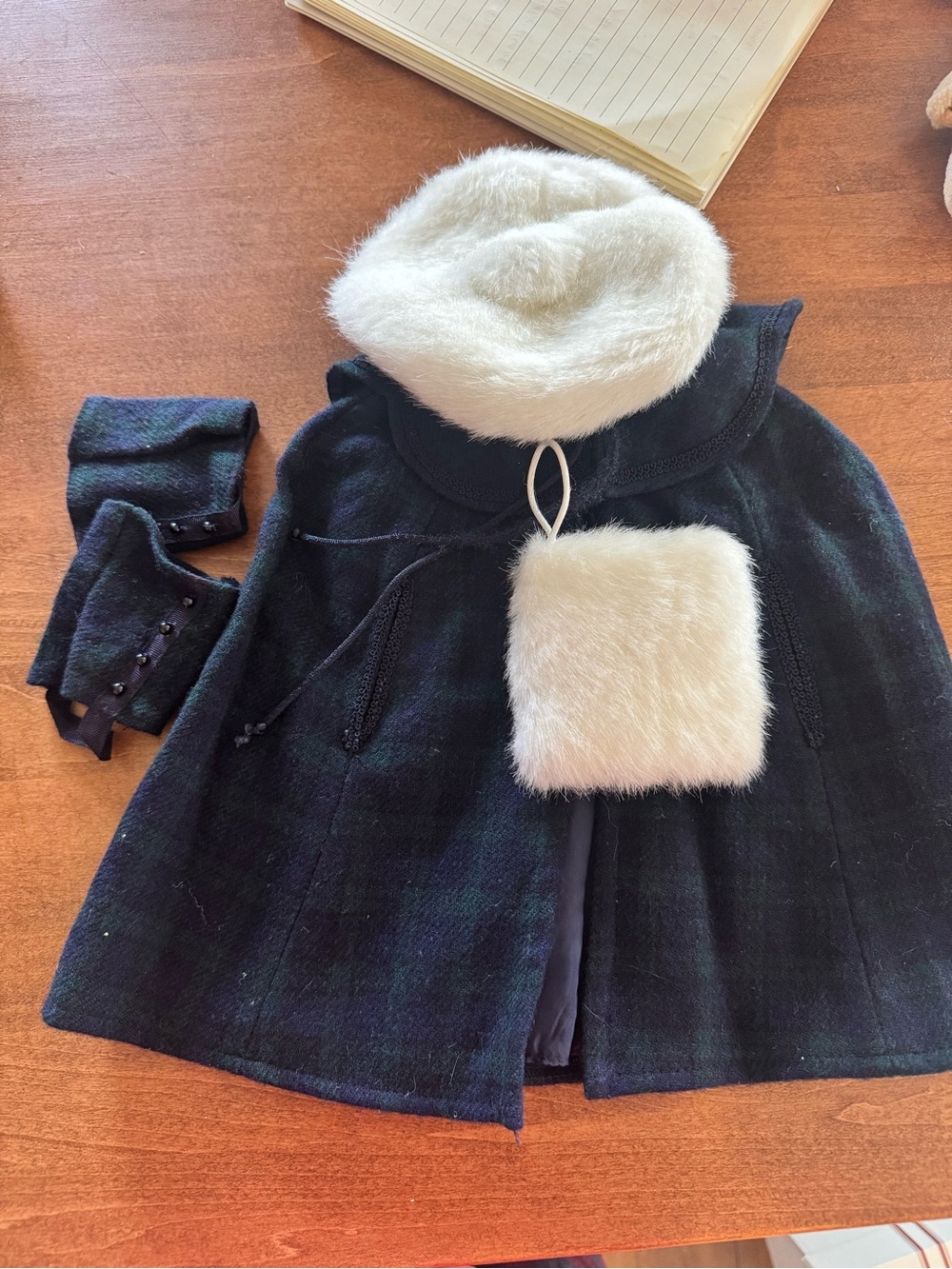 1992 Pleasant Company Samantha Cape with White Faux Fur Hat, Muff and Gaiters